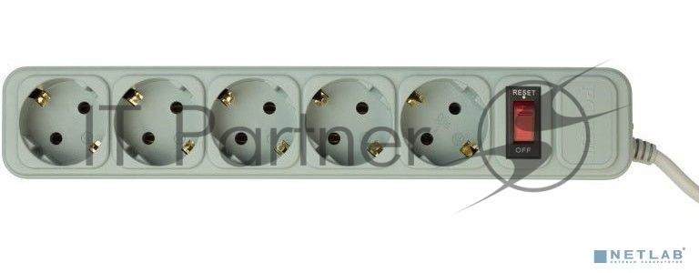 Сетевой фильтр PC Pet AP01006-E-GR 1.8м, 5 розеток, серый