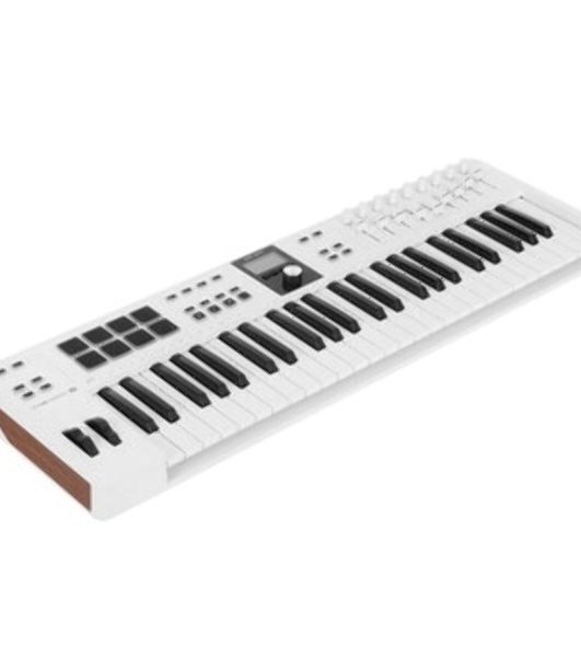 Клавиатура MIDI 231524 Arturia KeyLab Essential 49 mk3 Aquamarine 49 клавиш, LCD дисплей, 9 энкодеров, 8 пэдов, 9 фейдеров, 12 кнопок управления, колеса высоты тона и модуляции, 1/4" Jack вход для педали, MIDI выход, Type-C