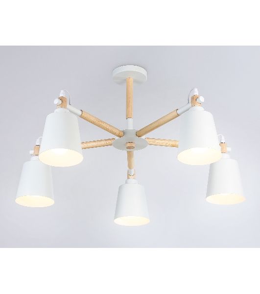 Светильник Ambrella light TR82208/5 WH/LW белый/светлое дерево E27/5 max 40W D780*430