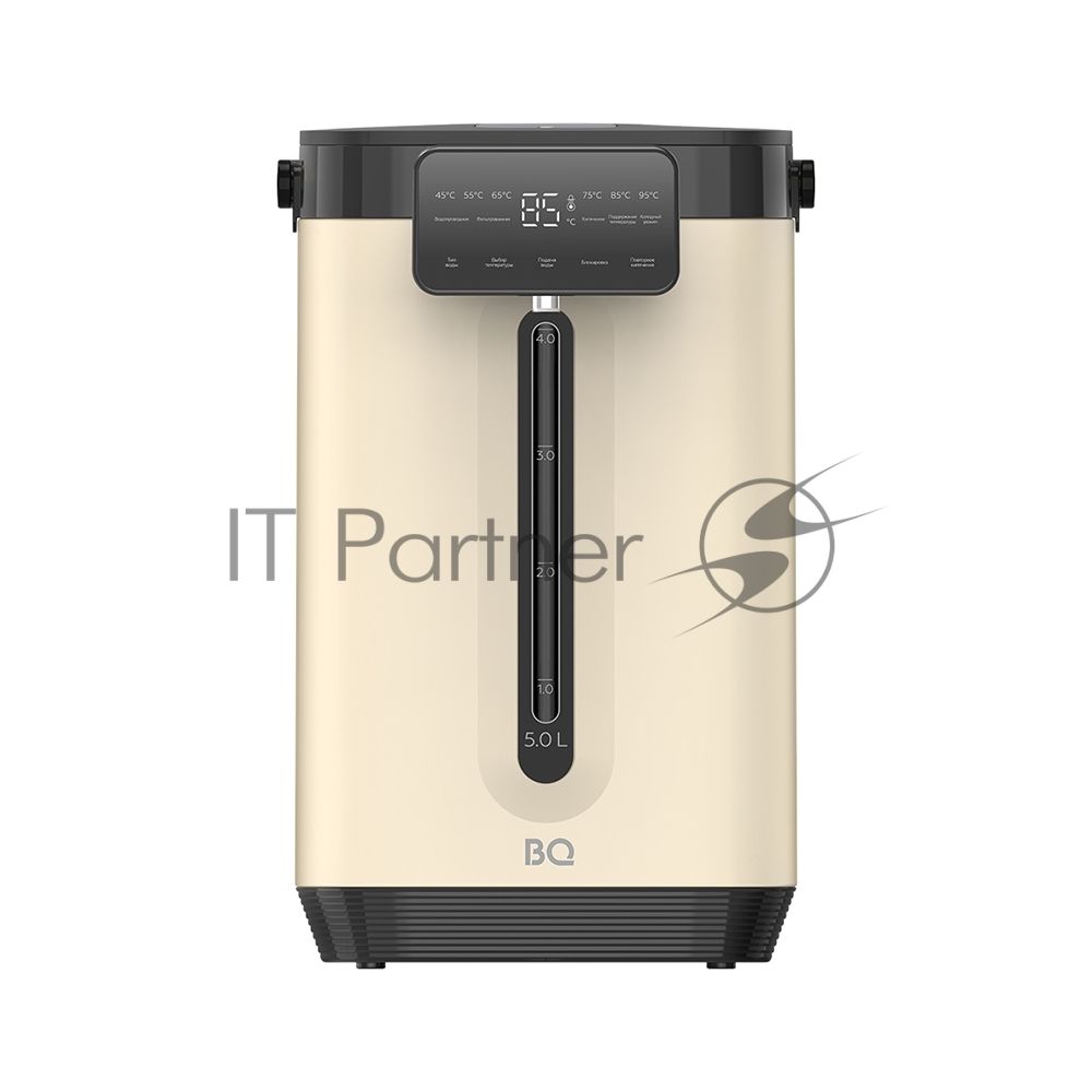Термопот BQ TP5003 Beige, мощность 1800 Вт, объем 5 л, сенсорный тип управления, 6 температурных режимов (45-95°C, с шагом 10°С), функция повторного кипячения, функция поддержания температуры, способы подачи воды - электрическая помпа, индикатор уровня во