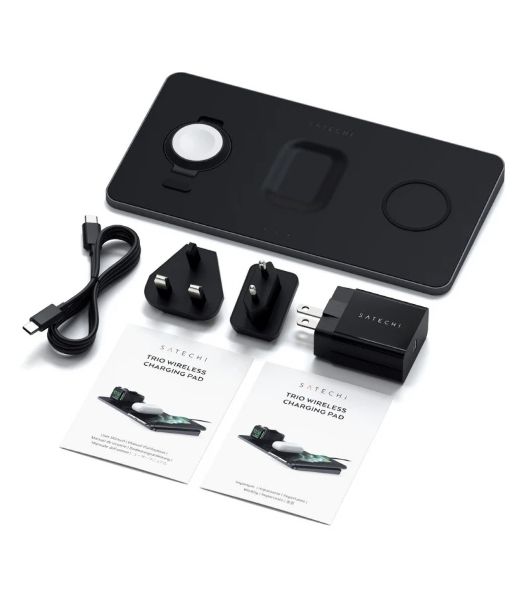 Беспроводное зарядное устройство Satechi ST-X3TWCPM Trio Wireless Charging Pad для телефона, часов и наушников серый космос