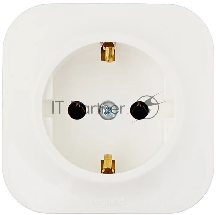 Розетка с заземлением с защитными шторками (Белая) Legrand 782220