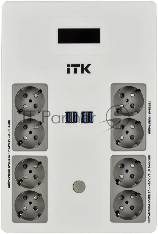 Источник бесперебойного питания ITK Electra EST8-1000VA-1-001 / 1000 ВА / 600 Вт  / 8 x CEE 7 (евророзетка)