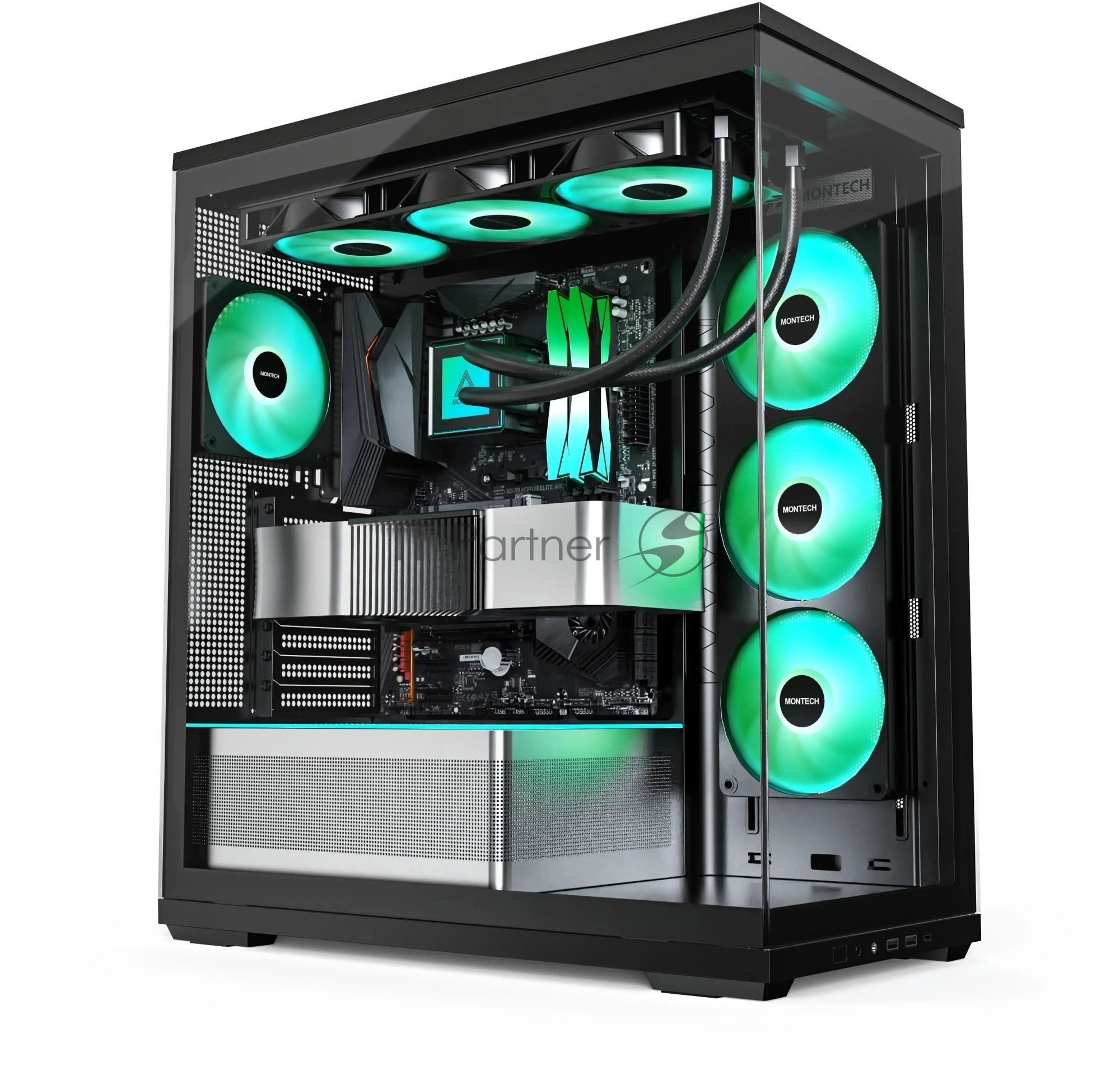 Корпус Montech TG3 черный без БП ATX 9x120mm 4x140mm 2xUSB3.0 audio bott PSU