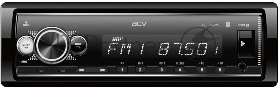 Автомагнитола ACV AVS-946BW, 1 DIN, Bluetooth, USB Type-A, AUX