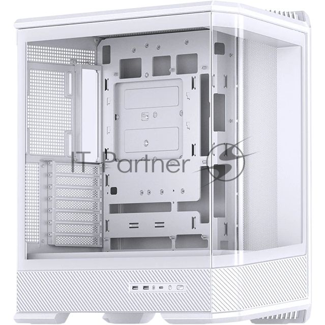 Корпус без блока питания Case JONSBO D400, Midi-Tower, TG, no fan, 2xUSB-A 3.0 + 1xUSB-C 3.2, ATX, mATX, mITX White