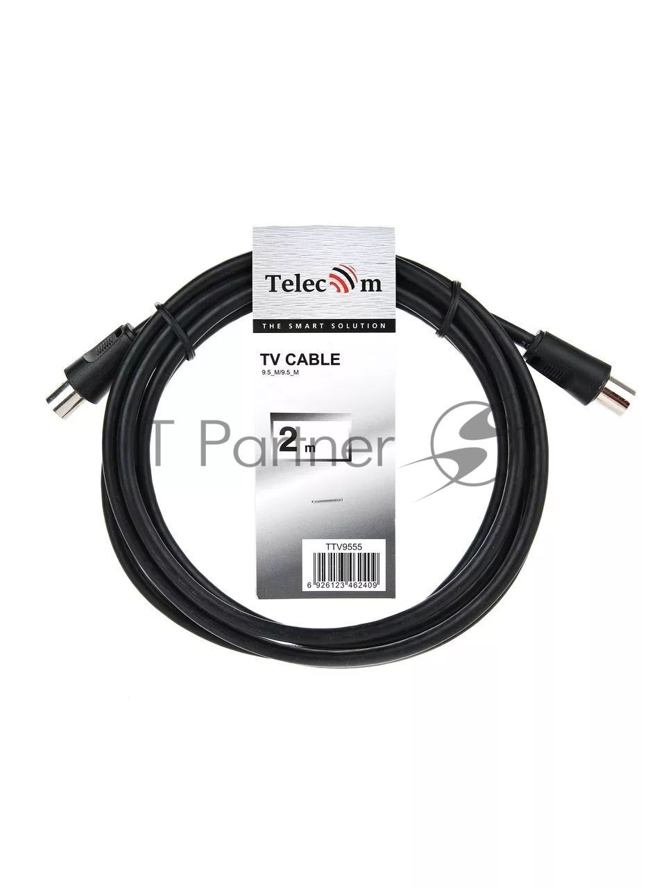Кабель соединительный антенный 9.5mm, 75Ом,ТВ-М-->ТВ-M, 2m, Telecom (TTV9555-2M)