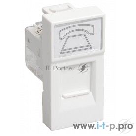 Розетка телефонная RJ-11 IEK (CKK-40D-RT1-K01) РКФ-10-00-П кат.3 (на 1 модуль) ПРАЙМЕР белая