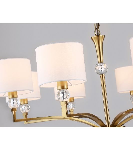Люстра Ambrella light LH71133/8 BS/WH латунь/белый E14/8 max 40W D840*880