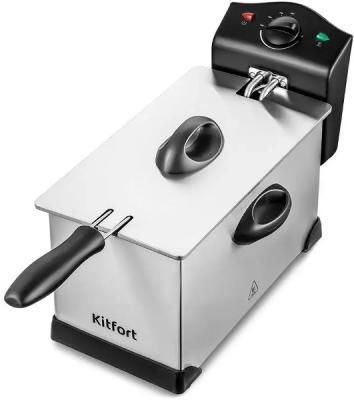 Фритюрница Kitfort KT-4051 серебристый/чёрный, 2000 Вт, 3 л, 1 кг, съёмная чаша