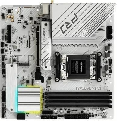 Материнская плата ASRock B850M Pro Plus WiFi, AM5, AMD B850, 4xDDR5, 4xSATA, 1xPCIe 5.0 x16, 1xPCIe 4.0 x4, 1xHDMI, 1xDisplayPort, 1x2.5Gb LAN, 2xUSB 3.2 Gen2, 2xUSB 3.2 Gen1, 4xUSB 2.0, 3x3.5 мм, 7.1, microATX