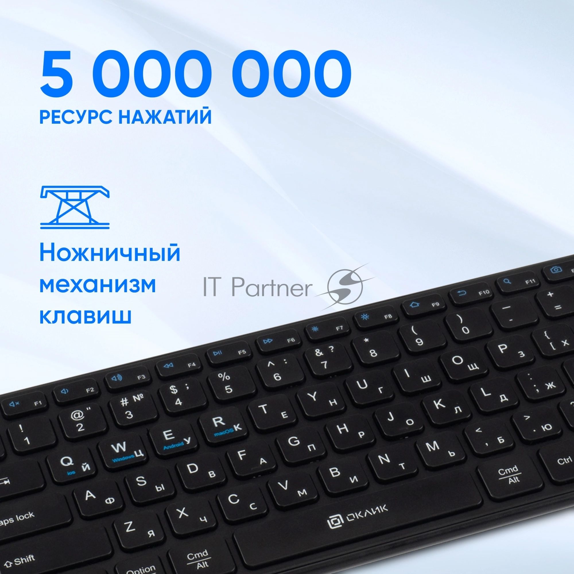 Клавиатура Oklick K614W беспроводная, радиоканал, чёрный