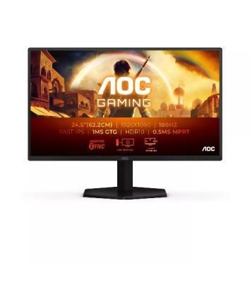 Монитор 24.5" AOC 25G42E IPS 1920x1080, 180 Гц, 1 мс, 16:9, 300 кд/м², HDMI 2.0, DP 1.4, 3.5 Jack, HDR10, Adaptive-Sync, VESA 100x100, черный