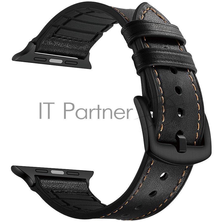 Комбинированный ремешок Lyambda Antares кожа/силикон для Apple Watch 38/40 мм LWA-10-40-BK черный