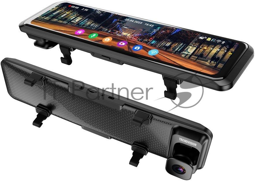 Видеорегистратор TrendVision MR-1100, 3840x2160, 11", с камерой заднего вида, GPS/ГЛОНАСС, Wi-Fi, G-сенсор