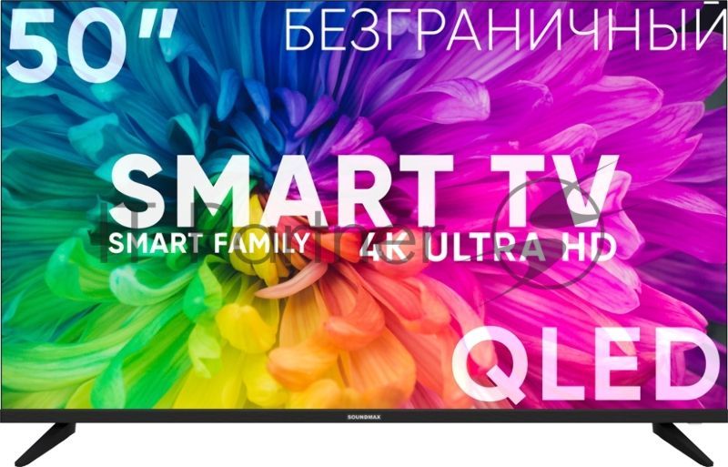 Телевизор Soundmax 50" SM-QLED50T21SU черный QLED UHD 60Hz Android TV