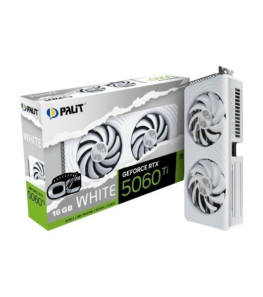Видеокарта Palit RTX 5060Ti WHITE OC 16Gb RTX 5060TI 16Gb 128bit GDDR7 2407/28000 HDMIx1 DPx3 HDCP Ret