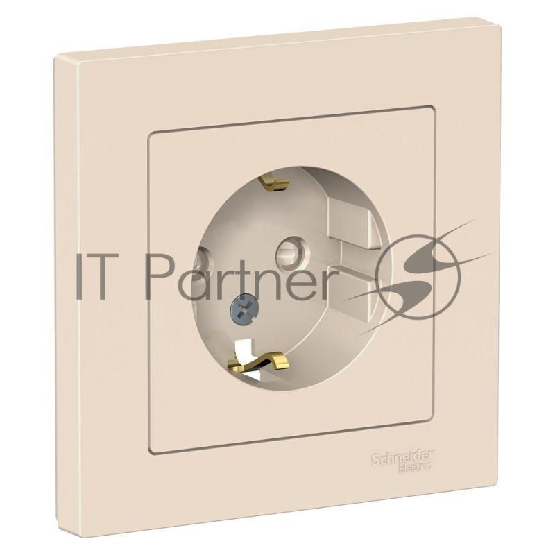 Розетка AtlasDesign с заземл. защ. шторки 16А в сборе беж. SchE ATN000244