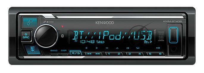 Автомагнитола Kenwood KMM-BT408, 1 DIN, Bluetooth, USB Type-A, AUX, съёмная панель
