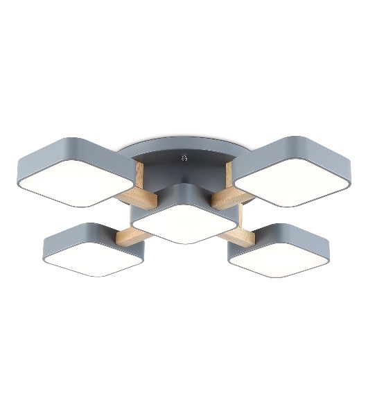 Светильник Ambrella light FL4882/5 GR/WD серый/дерево 90W 3000-6000K 675*675*110 (без ПДУ)