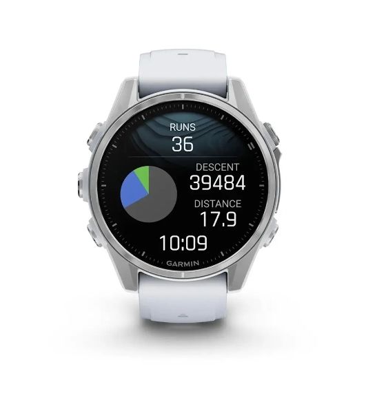 Умные часы Garmin Fenix 8, 1.3" AMOLED, 4G, Wi-Fi, Bluetooth, NFC, WR100, серебристый / белый