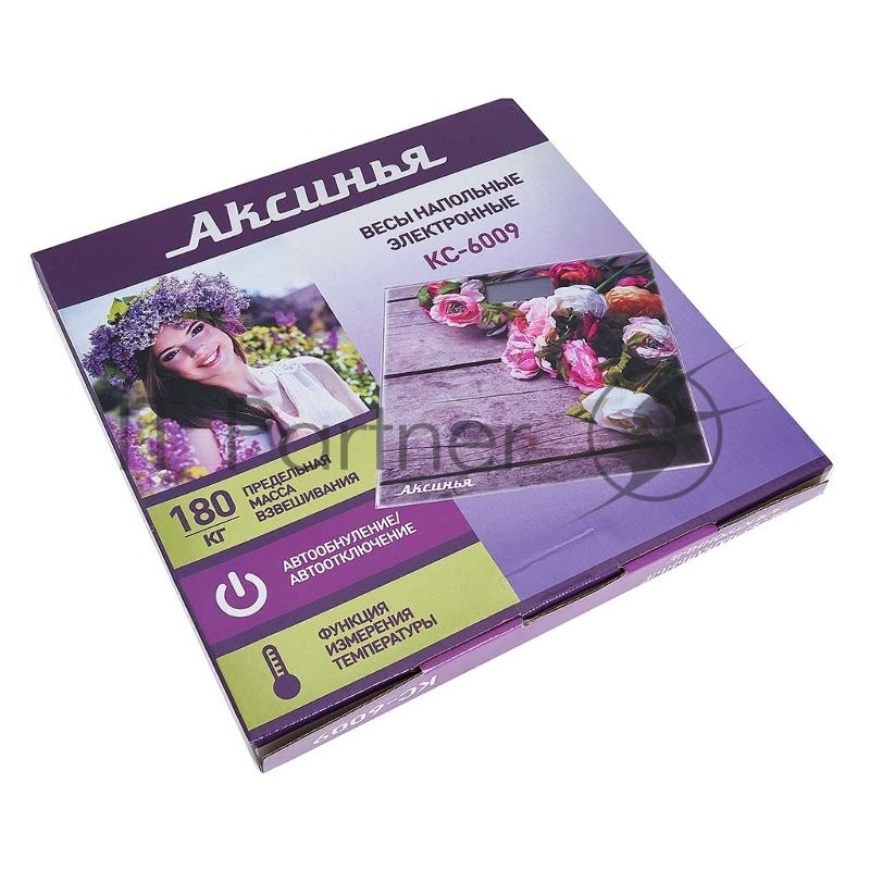 Весы напольные электронные АКСИНЬЯ КС-6009 Букет: 180 кг, 28*28см (10)