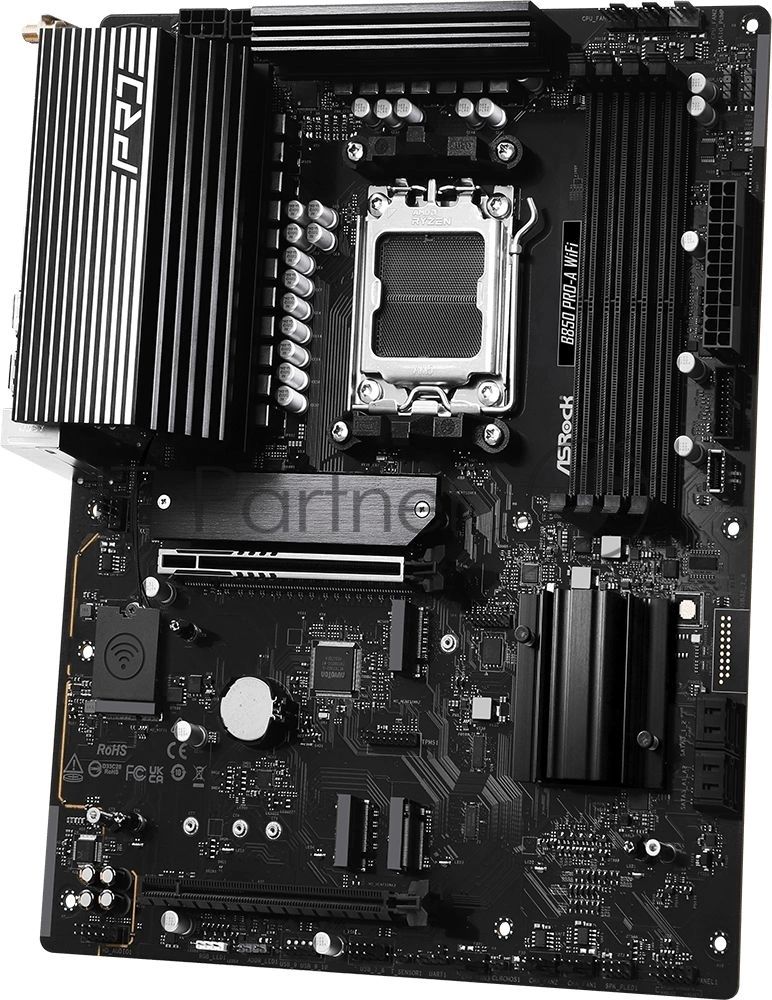 Материнская плата ASRock B850 Pro-A WiFi, AM5, AMD B850, 4xDDR5, 4xSATA, 4xM.2, 1xPCIe 5.0 x16, HDMI, USB Type-C, 1x2.5Gb LAN, Wi-Fi 6E, Bluetooth, 3x3.5 мм, 7.1, ATX
