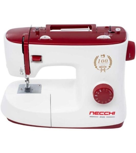 Швейная машина Necchi 2422 белый/бордовый, электромеханическая, вертикальный качающийся, 22 операции, петля полуавтомат