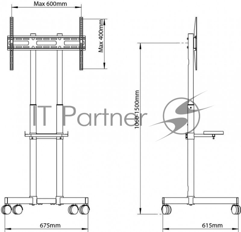 Подставка для телевизора Arm Media PT-STAND-7 черный 32"-80" макс.50кг напольный фиксированный