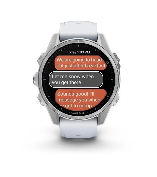 Умные часы Garmin Fenix 8, 1.3" AMOLED, 4G, Wi-Fi, Bluetooth, NFC, WR100, серебристый / белый