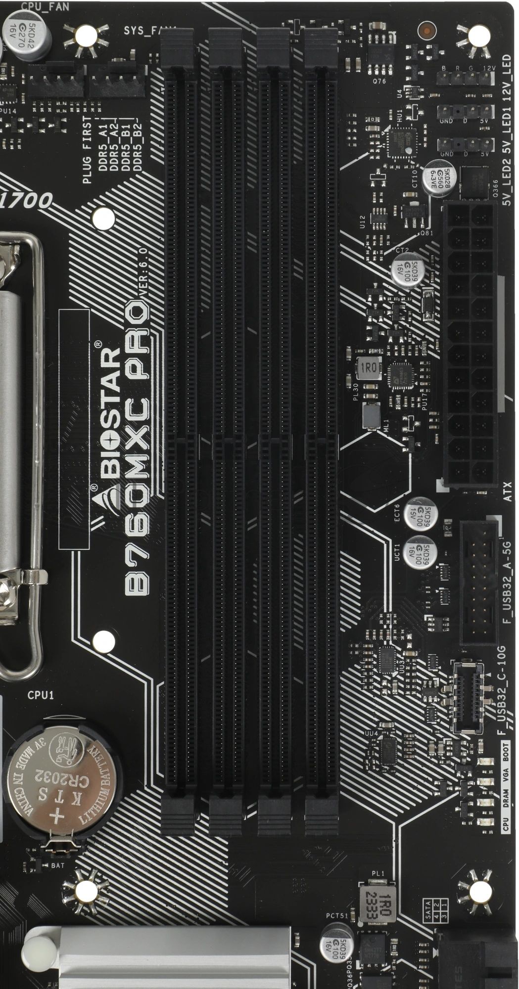 Материнская плата Biostar B760MXC PRO, LGA1700, Intel B760, 4xDDR5, 8xSATA, 2xM.2, 1xPCIe 4.0 x16, DVI-D, HDMI, D-Sub, 1x2.5Gb LAN, 3x3.5 мм, 7.1, microATX