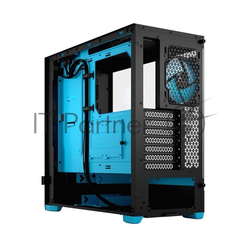 Компьютерный корпус без блока питания Fractal Design Pop Air RGb Cyan Core TG Clear Tint, Midi-Tower, 3x120мм RGb, 2xUSB-A 3.2 ATX, mATX, mITX черный/циан