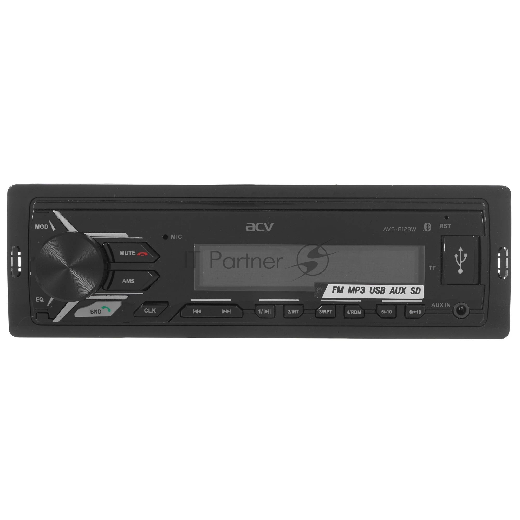 Автомагнитола ACV AVS-812BW, 1 DIN, Bluetooth, USB Type-A, AUX