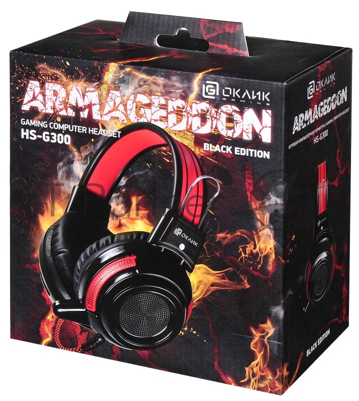 Проводные наушники Oklick HS-G300 черный/красный, полноразмерные, Jack 3.5 мм