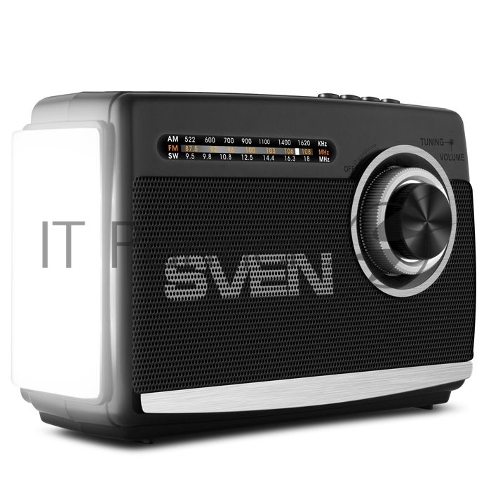 Радиоприёмник SVEN SRP-535 чёрный (3 Вт, FM/AM/SW, USB, SD/microSD, 900 мАч, 2 х D/UM, фонарь)