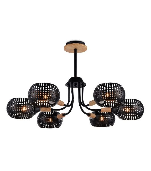 Светильник Ambrella light TR80167/6 BK/LWD черный/светлое дерево E14/6 max 40W D690*370