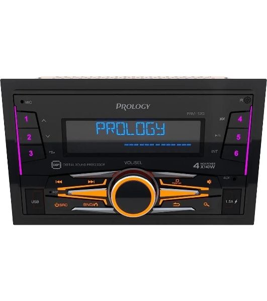 Автомагнитола Prology PRM-120, 2 DIN, Bluetooth, USB Type-A, AUX, пульт ДУ