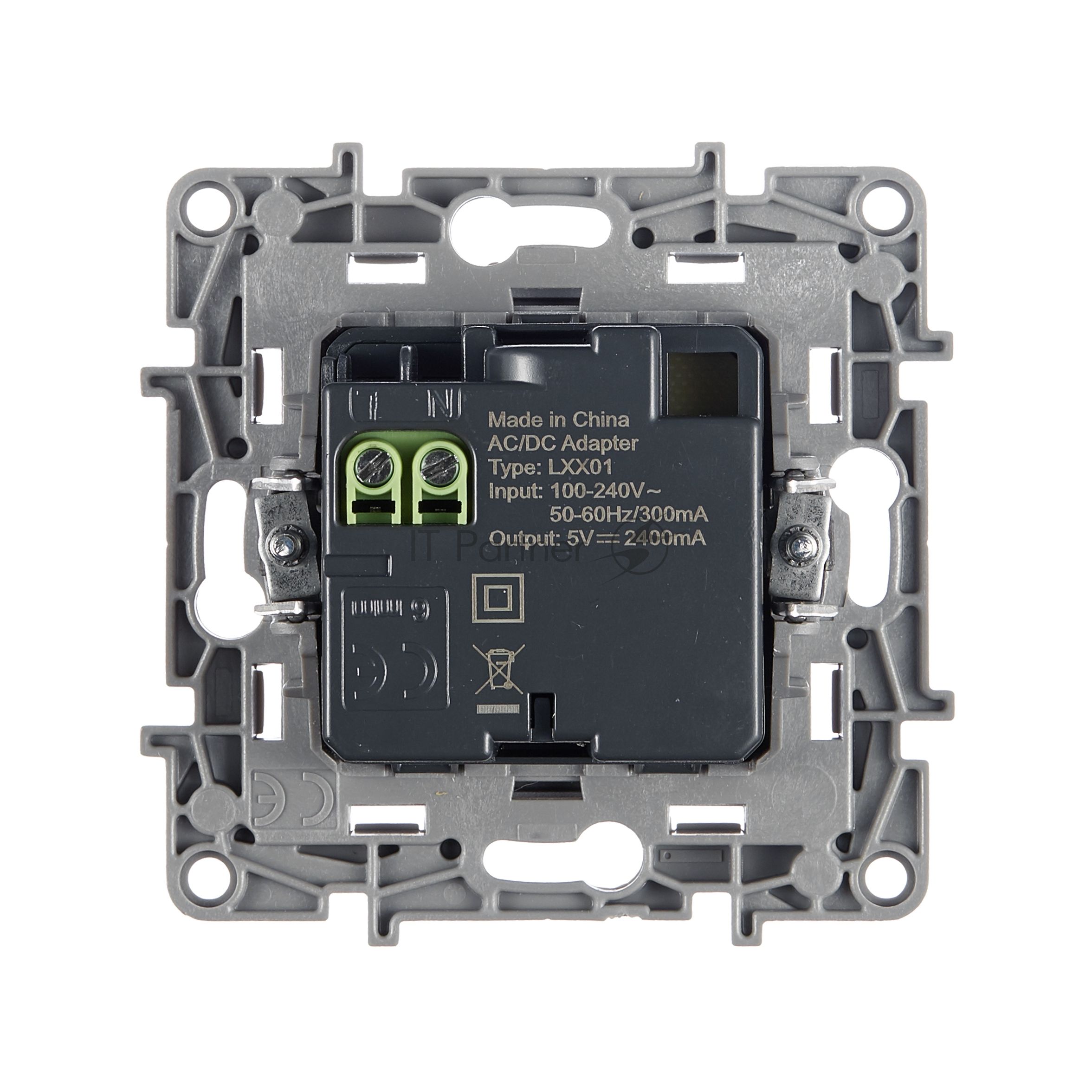 Розетка USB Legrand 672494 с двумя USB-разьемами 240В/5В 2400мА - Etika - алюминий