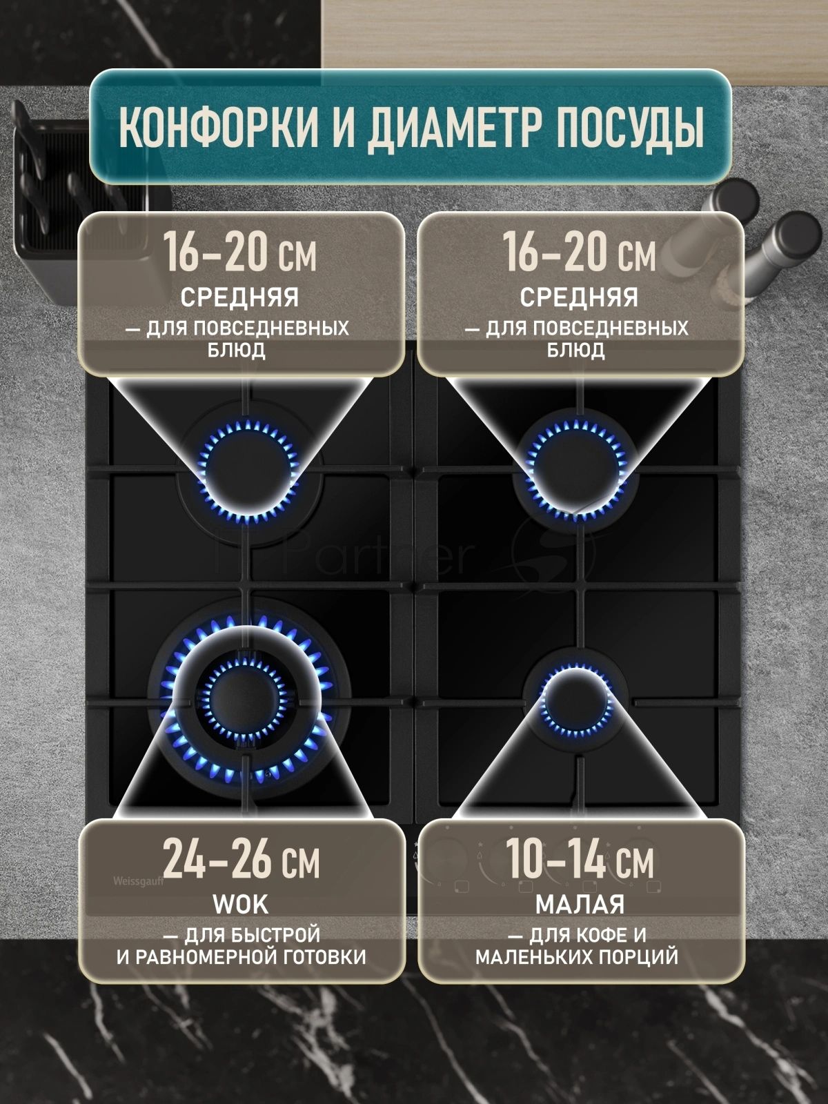 Газовая варочная поверхность Weissgauff HGG 641 BGh Edition черный
