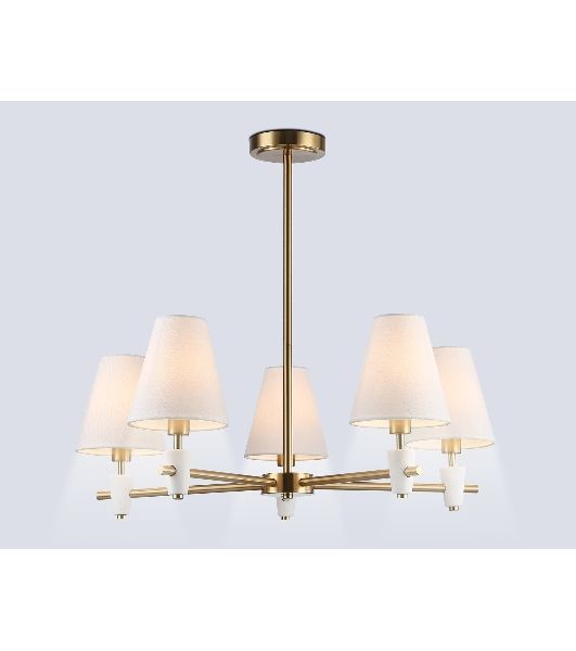 Люстра Ambrella light LH75044/5 BS/WH латунь/белый E14*5 max 40W D700*580