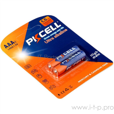 Щелочной/алкалиновый элемент питания PKCELL LR03-2B тип - AAА 2 шт в блистере