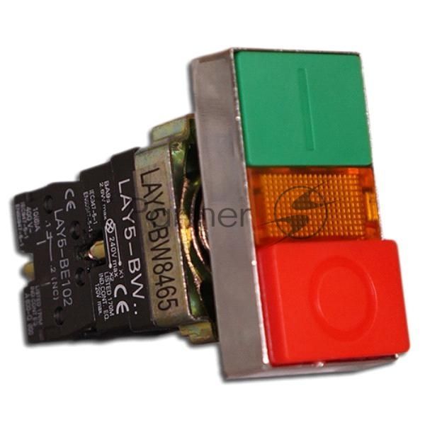 Кнопка LAY5-BW8465 "I-O" сдвоенная c подсв. IEK BBD40-BW-K51