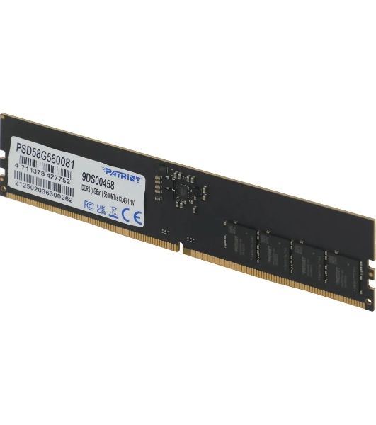 Оперативная память Patriot Signature, DDR5, 8GB (1x8 GB), 5600 MHz, CL46, DIMM
