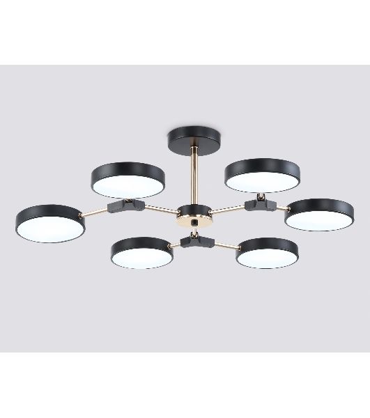 Люстра светодиодная на штанге Ambrella light FL516334/6 BK/FGD черный/золото 108W 3000-6000K D780*210 (без ПДУ)