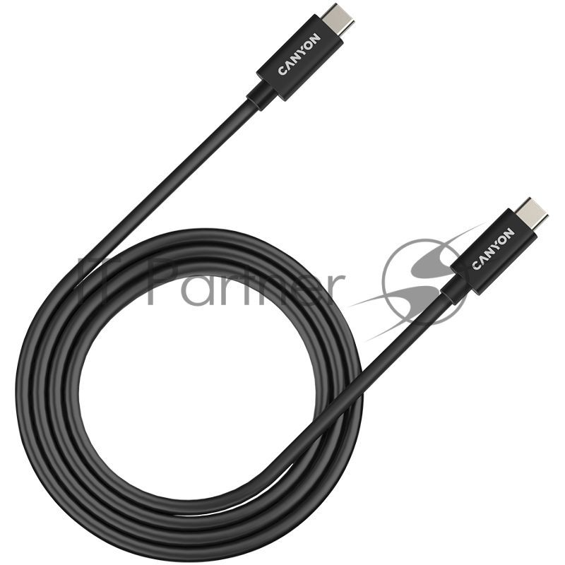 Кабель CANYON, U4-CC-5A1M-E, USB4 TYPE-C to TYPE-C cable assembly 40G 1m 5A 240W(ERP) with E-MARK, CE, ROHS, черный