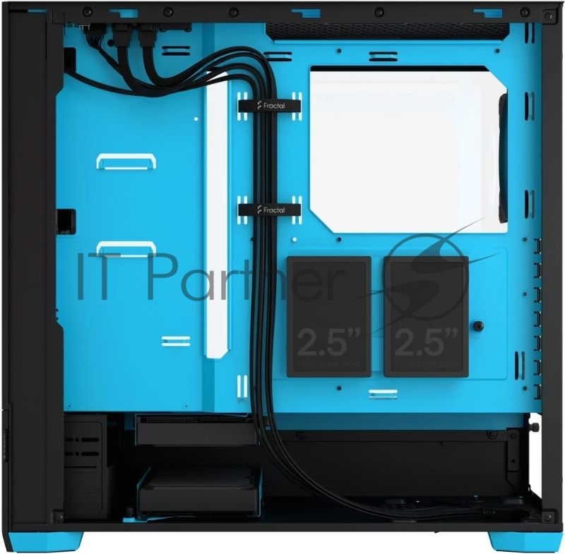Компьютерный корпус без блока питания Fractal Design Pop Air RGb Cyan Core TG Clear Tint, Midi-Tower, 3x120мм RGb, 2xUSB-A 3.2 ATX, mATX, mITX черный/циан