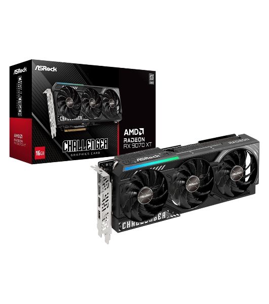 Видеокарта ASRock AMD Radeon RX 9070 XT Challenger, 16 GB GDDR6, 256 bit, 3xDisplayPort, HDMI, GPU 1660 MHz