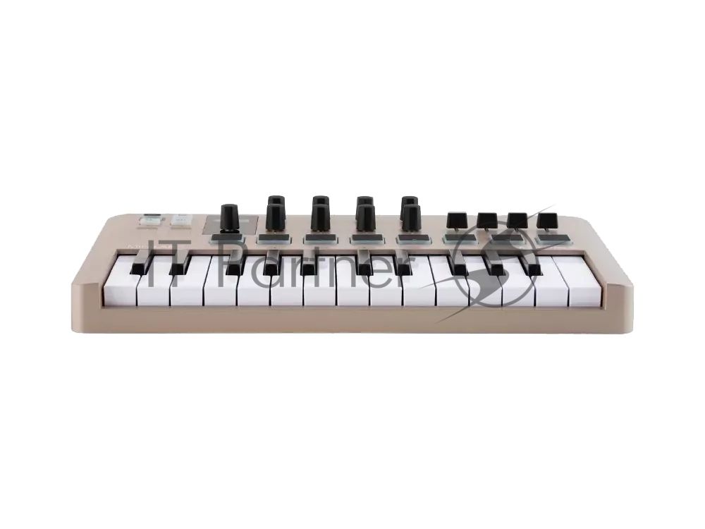 Клавиатура MIDI 231508 Arturia MiniLAB 3 Champagne 25 клавиш, 8 энкодеров, 8 RGb пэдов, 8 фейдеров, дисплей, сенсорные регуляторы Pitch/Modulation, MIDI-выход, 1/4" Jack вход педали, режим Chord, арпеджиатор, USB-C