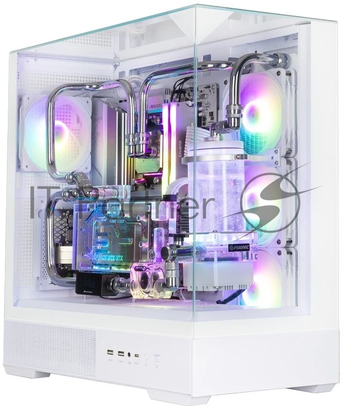 Компьютерный корпус ZALMAN P40 Prism Plus, ATX, белый, WINDOW, 3xCombo (3.5'' or 2.5"), 1xUSB TYPE-C, 2xUSB 3.0, SIDE 3x120мм ARGb, REAR 1x120мм ARGb