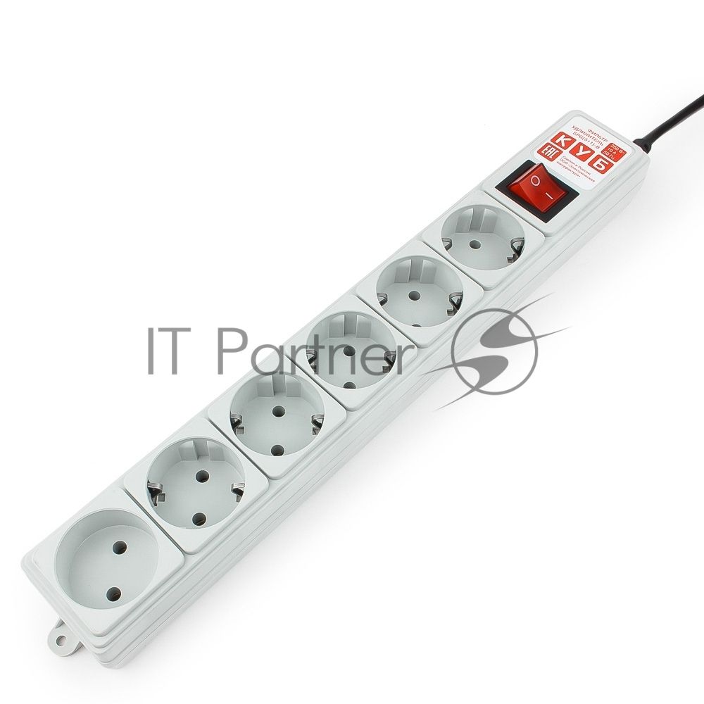 Сетевой фильтр Power Cube 5,0 м 6 розеток (серый) 10А/2,2кВт